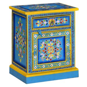 Table d'appoint turquoise peinte à la main
