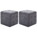 Set de 2 tables d'appoint grises simili daim 30x30x30 cm