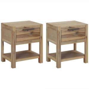 Duo De Chevets Acacia Avec Tiroirs 40x30x48 Cm 8