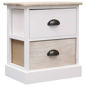Duo De Chevets Blanc Naturel Paulownia 38x28x45 Cm 6