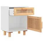 Meuble De Chevet Blanc Pin Rotin 5