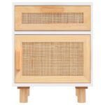 Meuble De Chevet Blanc Pin Rotin 6