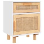 Meuble De Chevet Blanc Pin Rotin 8