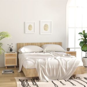 Table De Chevet Scandinave En Pin Massif Avec Cannage - Design Sobre, 40x40x60 Cm