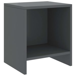 Set De 2 Chevets Gris Fonce Pin 35x30x40 Cm 6