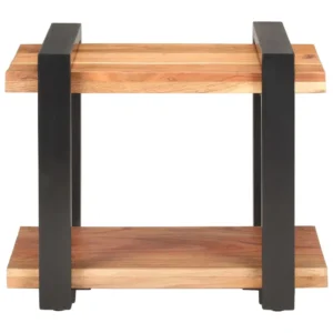 Table de nuit acacia noir moderne étagère, 50x40x40cm