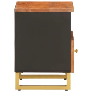 Table de nuit manguier noir marron moderne LED, 40x33x46cm