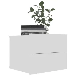 Table de nuit bois blanc rustique compact, 40x30x30cm
