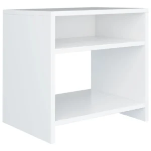 Table de chevet bois blanc design étagère, 40x30x40cm