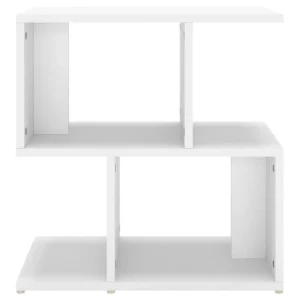 Table de nuit blanc design original étagère ouverte, 50x30x51.5cm