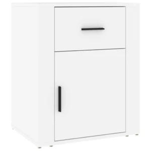 Table de chevet bois blanc design 3 tiroirs, 50x36x60cm