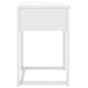 Table de chevet acier blanc design moderne connecté, 38x35x54cm