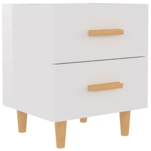 Table de nuit bois blanc scandinave moderne transparent, 40x35x47.5cm