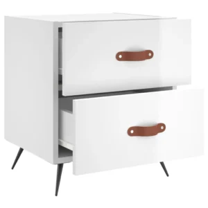 Table de chevet bois blanc design moderne compact, 40x35x47.5cm