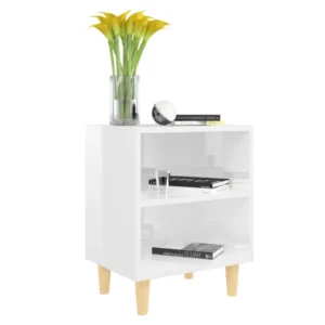Table de chevet bois blanc design scandinave tablette, 40x30x50cm