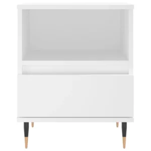 Table de chevet bois blanc moderne 1 tiroir, 40x35x50cm