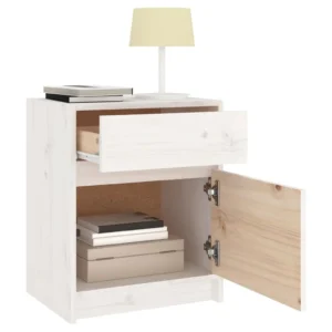 Chevet pin blanc moderne transparent, 40x31x50cm