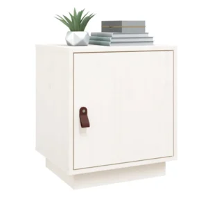 Table de nuit pin blanc design rustique étagère ouverte, 40x34x45cm