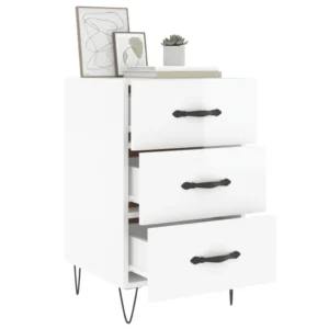 Chevet bois blanc design moderne connecté, 40x40x66cm