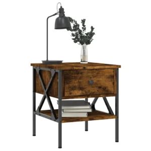 Table de nuit chêne industriel compact, 40x42x45cm