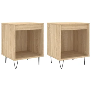 Table de nuit bois design moderne étagère ouverte, 40x35x50cm