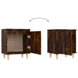 Table de nuit bois scandinave moderne 2 tiroirs, 40x30x50cm