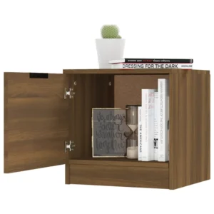 Table de chevet chêne marron design transparent, 40x39x40cm