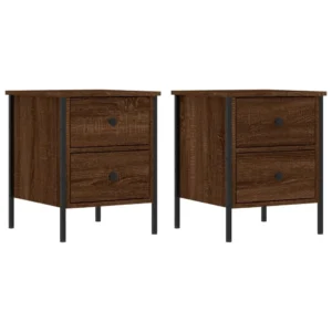 Table de chevet chêne marron design LED, 40x42x60cm
