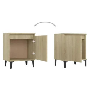 Table de chevet métal design industriel étagère ouverte, 40x30x50cm