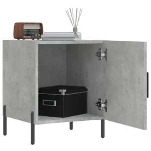 Chevet bois gris design moderne LED, 40x40x50cm