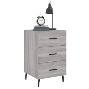 Table de chevet bois gris original moderne mural, 40x40x66cm