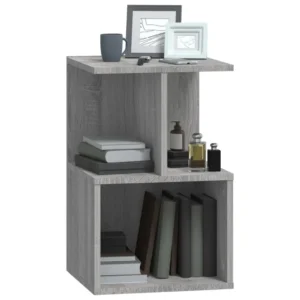 Table de chevet bois gris moderne tiroir coulissant, 35x35x55cm