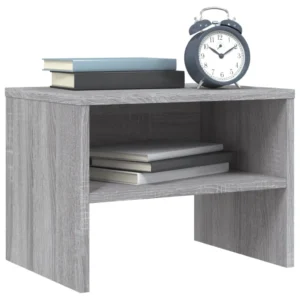 Table de nuit bois gris design moderne compact, 40x30x30cm