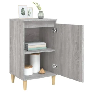 Table de nuit bois gris design moderne 1 tiroir, 40x35x70cm