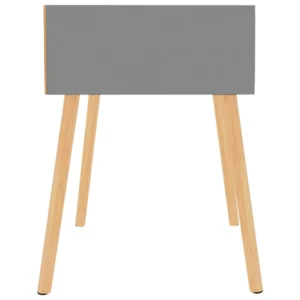 Table de chevet bois gris design moderne étagère, 40x40x56cm