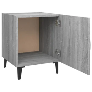 Table de chevet bois gris design moderne connecté, 40x40x50cm