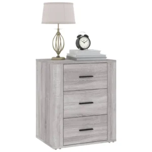 Table de nuit bois gris design moderne mural, 50x36x60cm