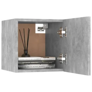 Table de chevet bois gris design moderne tablette, 30.5x30x30cm