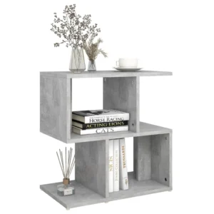 Table de nuit bois gris moderne 3 tiroirs, 50x30x51.5cm