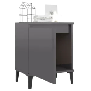 Chevet métal gris design moderne compact, 40x30x50cm