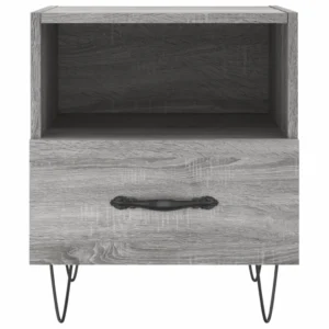 Table de nuit bois gris moderne tiroir coulissant, 40x35x47.5cm
