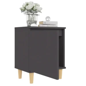 Table de nuit bois gris scandinave moderne 2 tiroirs, 40x30x50cm