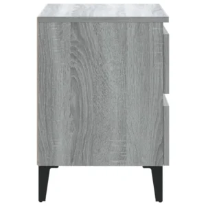Table de nuit métal gris moderne contemporain tiroir coulissant, 40x35x50cm