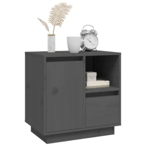 Chevet pin gris design rustique flottant, 50x34x50cm