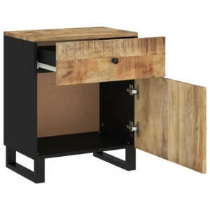 Table de chevet manguier design industriel tiroir coulissant, 50x33x60cm