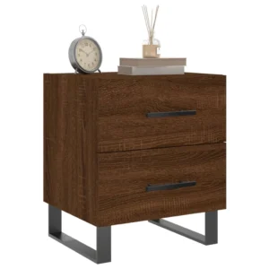 Chevet bois marron design moderne tiroir coulissant, 40x35x47.5cm