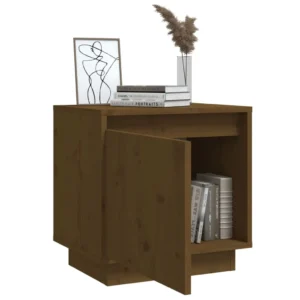 Table de nuit pin marron design moderne mural, 40x30x40cm