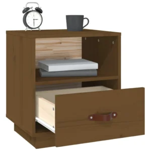Table de nuit pin marron rustique mural, 40x34x45cm