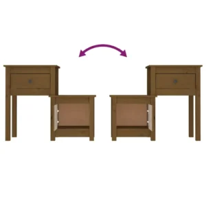 Chevet pin marron rustique LED, 79.5x38x65.5cm