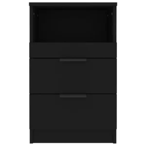 Table de nuit bois noir design tiroir coulissant, 40x36x65cm